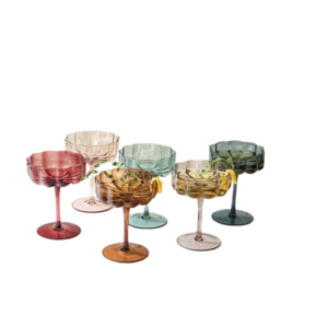 The Wine Savant Khen Muted Flower Vintage Wave Coupes